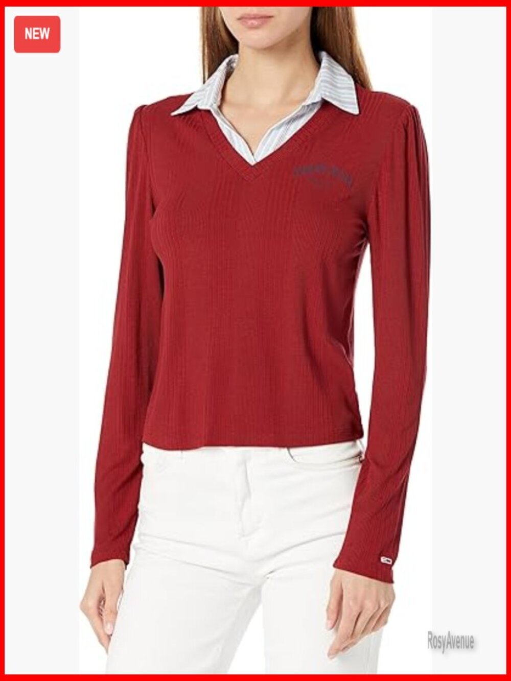 Womens Ribbed Vneck Short Sleeve TShirt Top